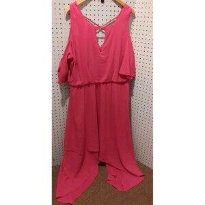 Lane Bryant Pink Open Sleeve Long Dress Size 18
